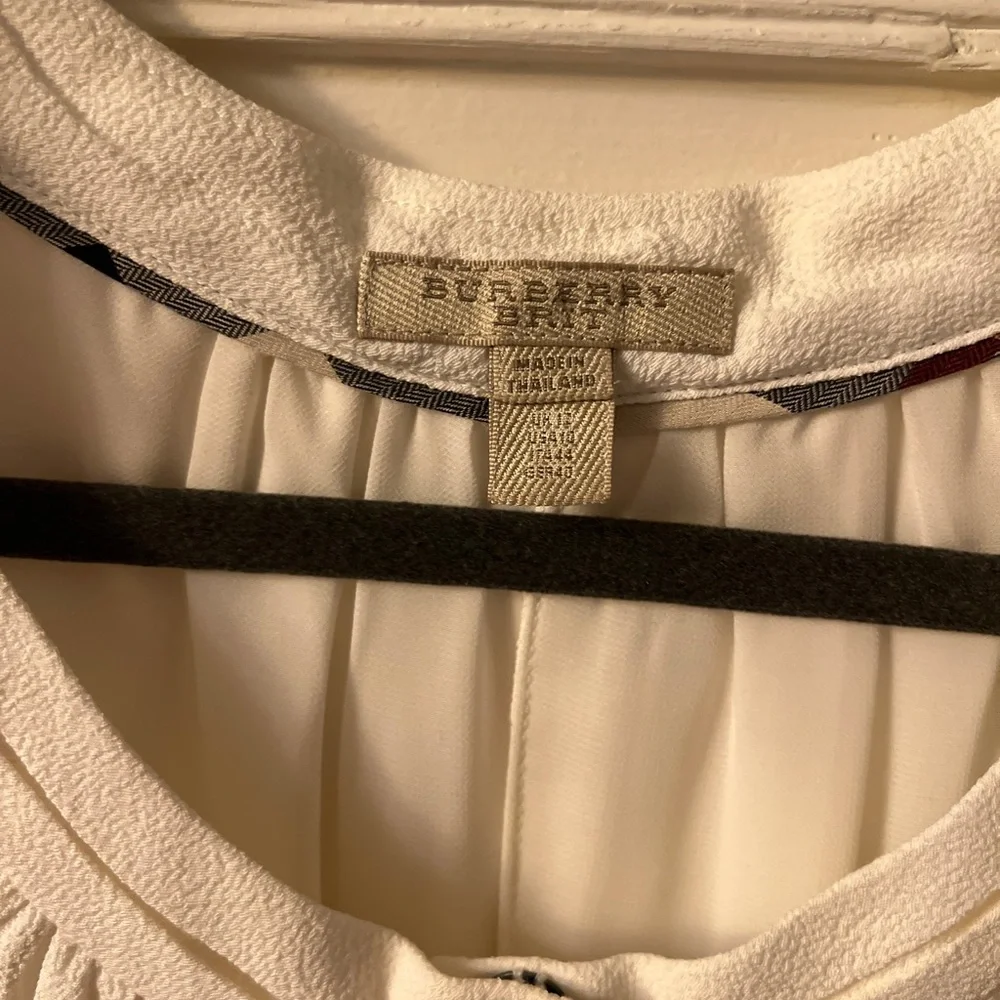 Burberry Cream Sleeveless Pleated Midi Dress